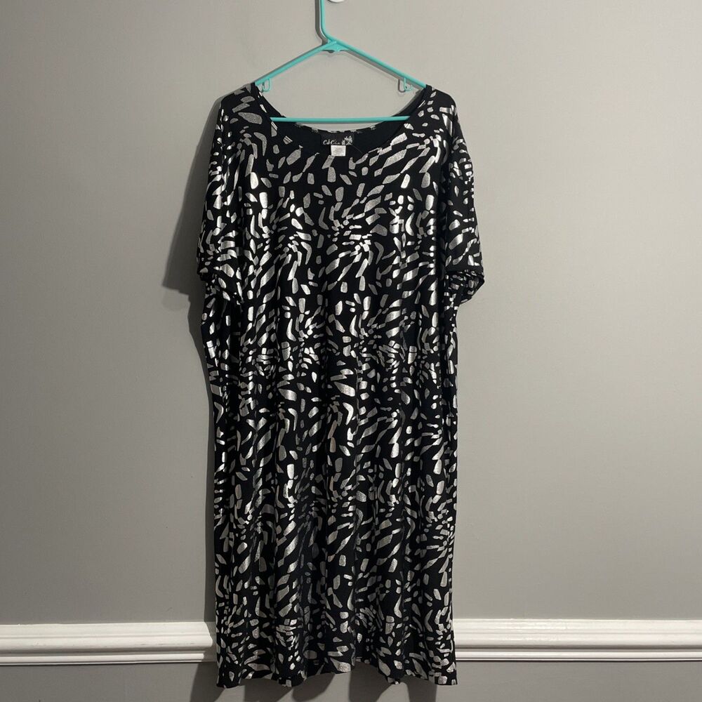 CSC Plus Size 3X Black Silver Dress Soft Stretch Sparkly Comfy Party Chic